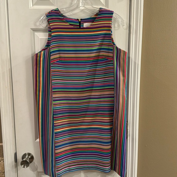 Amanda Uprichard 100% Silk Striped Shift Dress - L - Picture 1 of 6